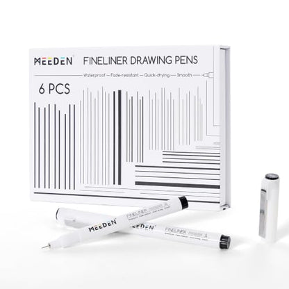 MEEDEN Micro Fineliner Drawing Pens: 0.05mm Needle Nib, 6 Pack, Black Ink | Waterproof archival ink for technical drawing, sketching, outlining, illustration, manga, and journaling - style: 0.05mm Needle Nib