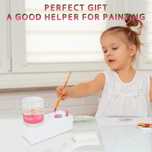 Upgraded All in 1 Paint Brush Cleaner Tool Paint Brush Rinser Paint Water Dispenser Painting Station for Acrylic, Watercolor, Oil Christmas&Birthday Gift for Kids（Give 4 Pen & Pen holder & paint tray） - color: 02 Pink
