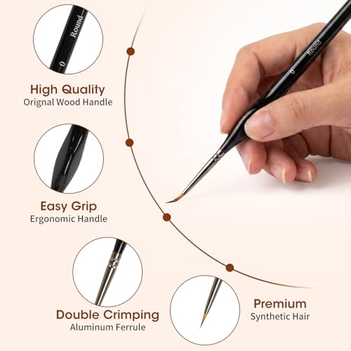 16PCS Miniature Paint Brushes,Detail Paint Brushes Set for Acrylic Watercolor Gouache Oil & Face Painting, Paint by Number, Figurine Black - color: Black