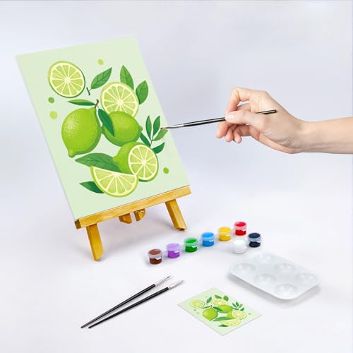 Nuberlic 10Pcs Pre Drawn Canvas to Paint for Kids Adults Grils Fruit Theme Lemon Summer Painting Kits Pre Stretched Canvas Outline Boards for Beginners Students Party Favor 8x10 Inch - size: 8x10, style: Fruitlandscape