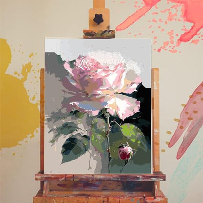 xackcme Rose Paint by Numbers for Adults, Flower Paint by Number on Canvas - color: MT12365