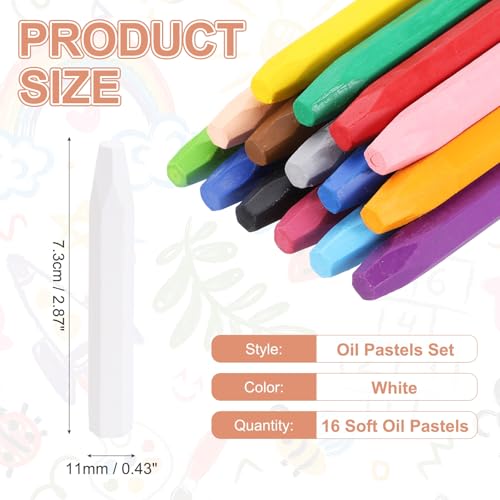 MECCANIXITY 16PCS Oil Pastels Set, Soft Oil Colored Drawing Pastels Chalk Vibrant Color for Artists Art Supplies for Beginners Teachers, White - color: White