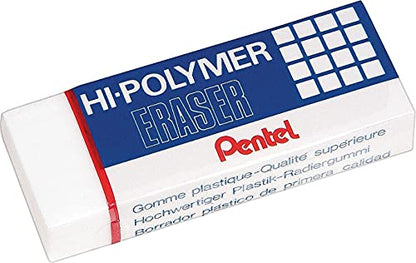 Pentel Hi-Polymer Block Eraser, Large, White, Pack of 3 (ZEH10BP3-K6) - size: 3 Pack