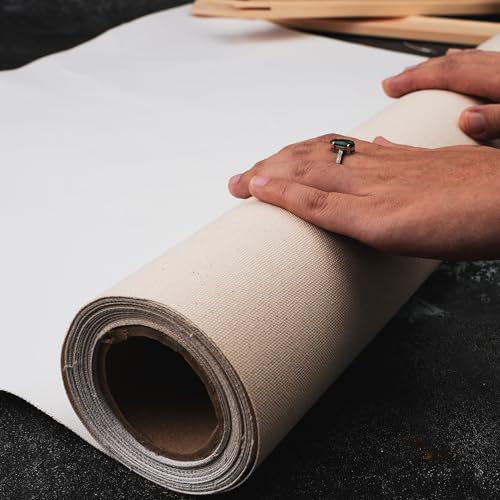 PHOENIX 24 Inch Wide x 3 Yard (9 Feet) Long Canvas Roll | 100% Cotton 11 Oz. Gesso Primed, Ready to Use Unstretched Professional Roll of Canvas for Oil & Acrylic Painting - size: 24 inch x 3 yard, style: 11 oz.