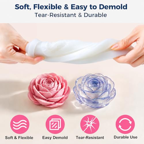 JDiction Silicone Mold Making Kit 36OZ, 4H Fast Cure Soft Silicone Rubber | 10A Super-Elastic Platinum Silicone Captures Fine Details for Resin, Candle, Soap, Plaster and Craft Mold Making - size: 36oz