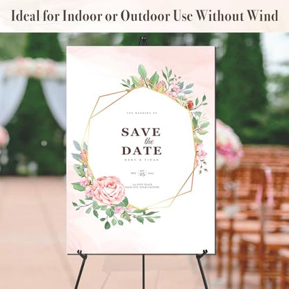 Easel Stand for Wedding Sign & Poster 63'' Easels for Display Portable Art Easel for Floor Adjustable Metal Easel Black - style: Black