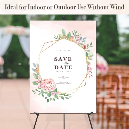 Easel Stand for Wedding Sign & Poster 63'' Easels for Display Portable Art Easel for Floor Adjustable Metal Easel Black - style: Black