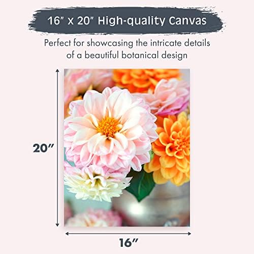 Pink Picasso Paint by Number Kit, for Adults & Teens,16x20, Darling Dahlia | Botanical Floral Collection, Acrylic Paints and Brushes included, Pre-printed high quality canvas, DIY art kit, Gift-ready - color: Darling Dahlia