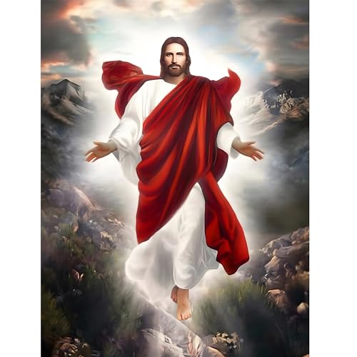 Ohhvvow Jesus Diamond Art Painting Kits for Adults, Full Drill Faith Diamond Dots Paintings for Beginners Round 5D Paint with Diamonds Pictures Gem Art Painting Kits DIY Crafts 12x16 Inch - color: Jesus B
