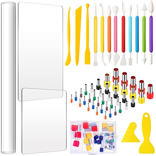 57 Pcs Clay Sculpting Tools Kits Polymer Clay Tools DIY Set with Roller - color: Colorful