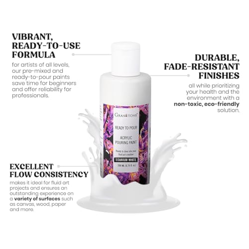 GRANOTONE Pouring Paint Titanium White 6.76 fl oz 200 ml - color: TITANIUM WHITE