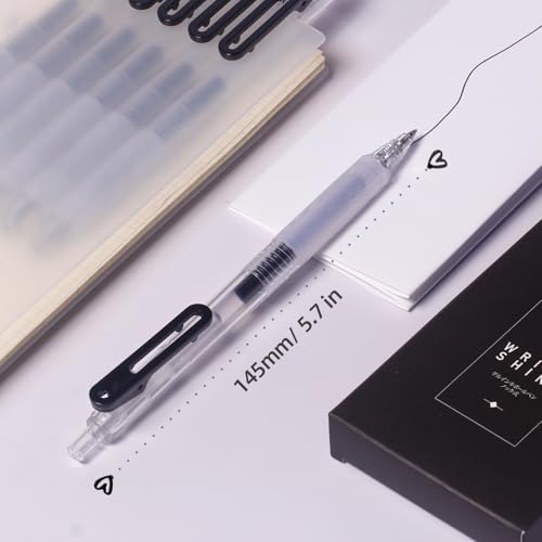 0.38 Ultra Fine Point Retractable Gel Pens,Refillable Black Ink | Micro Precision Tip,6 Count, Extra Fine Line, Smudge Free Quick Drying Smooth Refills for Journaling Planner Note Taking - style: 6 Counts