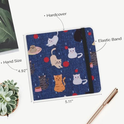Handy Size 5 x 5 inches Sketch Book, 80GSM Acid Free Artistic Drawing Painting Writing Paper, Hardcover Cloth Cover Art Sketchbook,Journal Notebook.Cowboy Ball Cat - color: 80gsm-cowboy ball cat