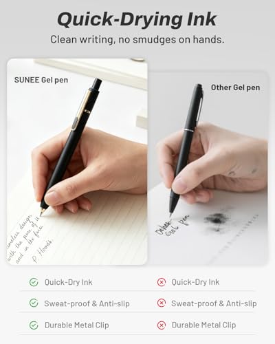 SUNEE Gel Pens, 6 Pack 0.5mm Pens Fine Point Smooth Writing Pens with Quick-Dry Black Ink, Cute Aesthetic School Office Note-Taking Pens for Journaling - Black - color: Black, style: 6 Pack