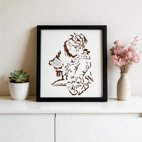 TIAMECH A4 Reusable Vintage Reading Girl Stencil for Painting | Studying Woman Book Layering Template, DIY Wall Art, Wood Furniture, Scrapbook & Crafts (8.3x11.7inch) - style: Vintage Reading Girl
