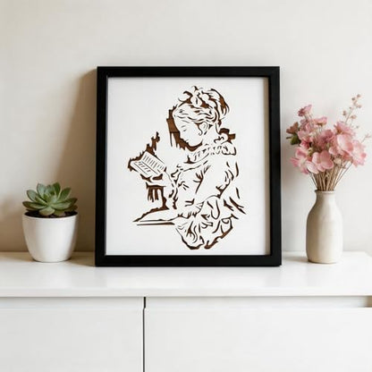 TIAMECH A4 Reusable Vintage Reading Girl Stencil for Painting | Studying Woman Book Layering Template, DIY Wall Art, Wood Furniture, Scrapbook & Crafts (8.3x11.7inch) - style: Vintage Reading Girl