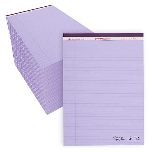 Roaring Spring Enviroshades Recycled Orchid Legal Pads, Case of 72 Pads, 8.5" x 11" 50 sheets of Legal ruled 15# Recycled Purple Paper Per Pad, Proudly made in USA!, Micro-Perforated - color: Orchid, style: 36 Pack
