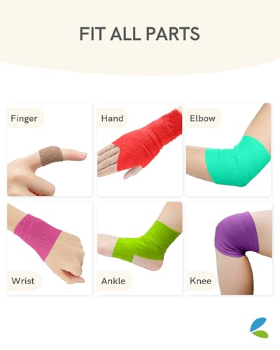 FriCARE Self Adhesive Bandage Wrap, Medical Tape in First Aid Kit | Elastic Cohesive Bandages for Sports/Vet/Wrist Ankle Wounds, 2 Inches X 5 Yards, Latex-free 6 Rolls, Ocean Depth - color: Ocean Depth