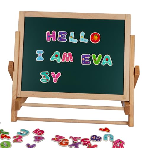 TOWO 72-Piece Magnetic Letters and Numbers, Fridge Magnets for Kids | 2-set includes 72 wooden letter and number magnets; supports ABC spelling, counting and early learning for children age 3+ - color: 52 Letters and 20 Numbers