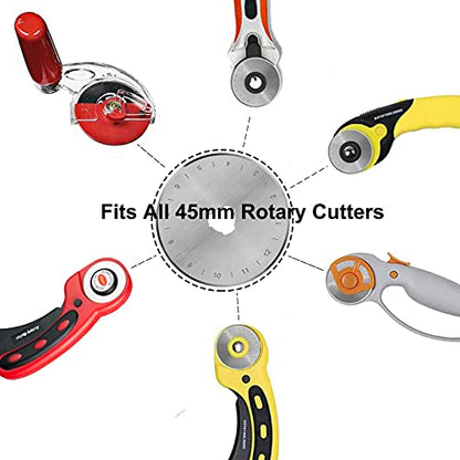 45mm Rotary Cutter Blades 5-Pack Replacement Blades Fits Fits Fiskars, OLFA,Martelli,Dremel,Truecut,DAFA for Quilting Scrapbooking Sewing Arts & Crafts Sharp and Durable Cutter Blade (silver) - color: Silver (45mm 5pcs)