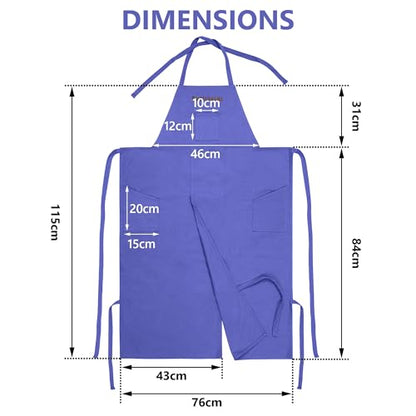Full Coverage Pottery Apron Split Leg - 100% Cotton Canvas Potter's & Ceramics Aprons with Pockets for Women & Men - color: Voilet
