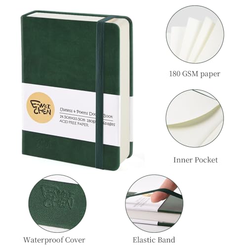 5.7x4.1" Hardcover Mixed Media sketchbook,Pocket Junk Journal Supplies - color: PU Cover-5.7x4.1in-Dark Green