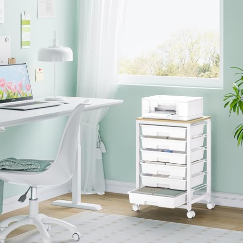 SYKIARIOL Rolling Cart with 6 Drawers,White - color: White, size: 6 Drawers