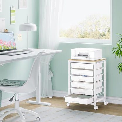 SYKIARIOL Rolling Cart with 6 Drawers,White - color: White, size: 6 Drawers