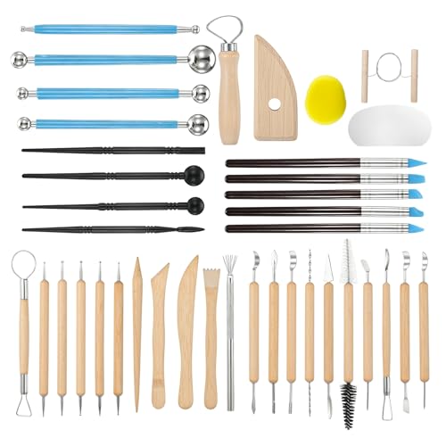 40 Pc Clay Sculpting Tool Set,Pottery Carving Tool Kit,Clay Modeling Tool