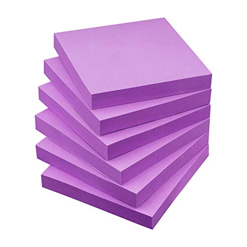 OSBOO Sticky Notes 3x3 with Bright Colors, 6 Pads 100 Sheets/Pad (Purple) | Bright Purple Self-Stick Notes Pads, 600 Sheets Total, Easy to Stick and Remove, Perfect for Office, School and Home - color: Purple