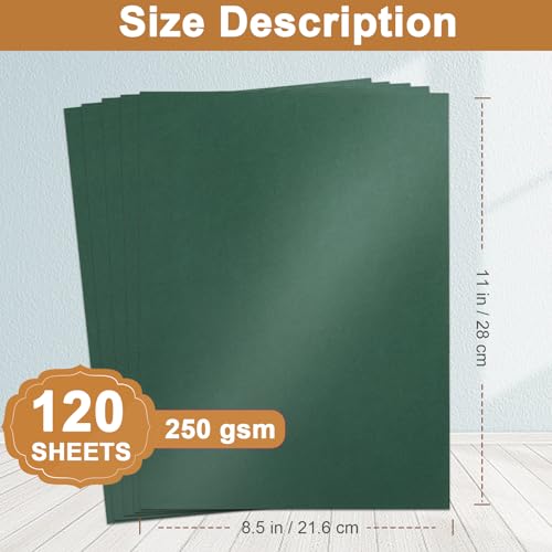 Silunkia 120 Sheets Dark Green Shimmer Cardstock 8.5 x 11 Paper 92lb | Heavyweight Craft Paper Card Stock for Christmas, Birthday Decorations, DIY Cards Making, Invitations - color: Green, size: 120 Sheets