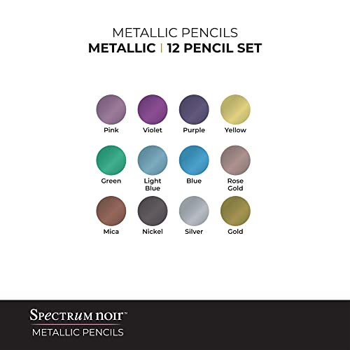 Spectrum Noir Metallic Art Sketching Drawing Colouring Pencils, Multicolours, Pack of 12