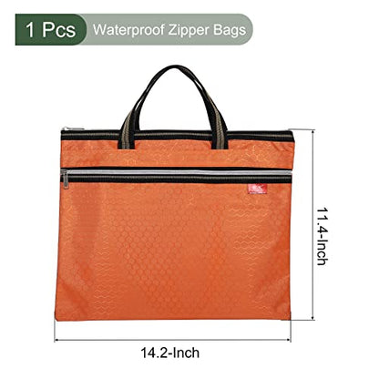 YOKIVE Waterproof Zipper Bag, Document Books Storage Tote Bags Tools Organizer Pouch, Great for Classroom Office(Orange)
