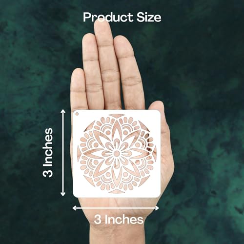 CrafTreat Reusable Fairytale Stencil Set for Painting on Wood, Wall, Furniture, Canvas, Paper & Fabric – 36 Piece Mermaid Design DIY Craft Paint Stencils 3x3 Inches - size: 36 Pcs - 3"X3", style: Small Mandala