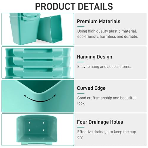 5 Pack Hanging Cup Holders, Multipurpose Rolling Cart Accessories Utility Cart Accessories for Art Craft Supplies, Space Saving Hanging Storage Basket Pencil Holder Makeup Organizers (Blue) - color: Blue