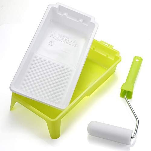 KUPOO 4" Foam Paint Roller Kit Mini Roller with Frame,Tray & Refills | High-density 4"foam roller set with frame,tray & covers.For walls,cabinets,doors,furniture. - size: 4 inch Foam Roller Set