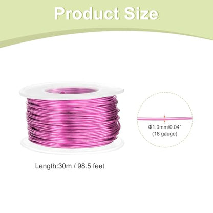 HARFINGTON 18 Gauge Aluminum Craft Wire 1.0mm 98.5ft Flexible Bendable Anodized Metal Jewelry Sculpting Wire for Jewelry Making Modelling Craft DIY, Dark Pink - color: Dark Pink, size: 30M x 1.0mm