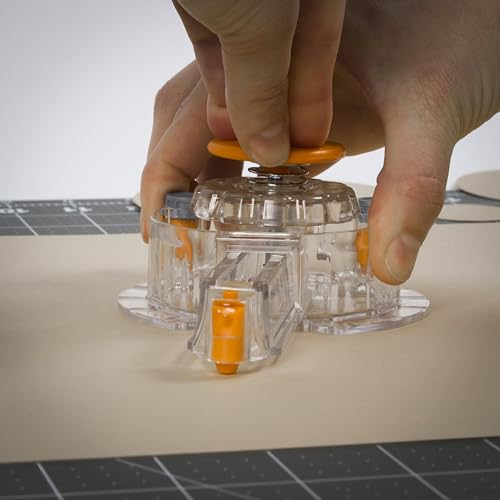 Fiskars Circle Cutter with 3 Replacement Blades for Paper & Arts and Crafts | Paper Cutter, 1" to 8” Cut Length, Clear/Orange