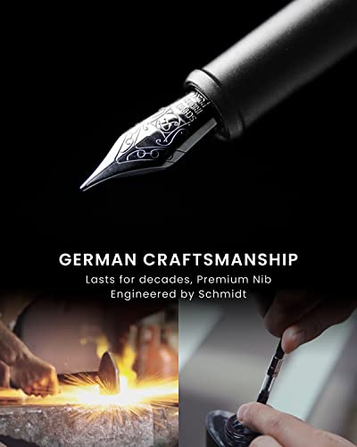 novium Hoverpen Future - Luxury Fountain Pen, Schmidt Nib (Fine), Converter, Extra Refill, Futuristic Aesthetic, Aerospace Metal, Best Pen Gift Set for Men & Women (Frost Silver) - color: Frost Silver, style: Fountain Pen