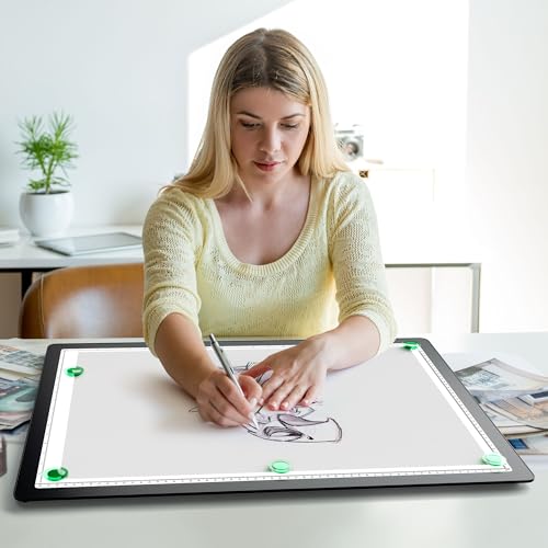 Rechargeable A2 Extra Large Diamond Art Light Pad with Magnetic Attraction | 25.2"x18.4" Bawaslom LED Light Board with 5000mAh Battery,Lightbox for Diamond Painting,Tracing,Drawing,Vinyl Weeding - color: Black, size: A2