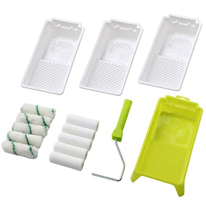 KUPOO 4" Foam Paint Roller Kit Mini Roller with Frame,Tray & Refills | High-density 4"foam roller set with frame,tray & covers.For walls,cabinets,doors,furniture. - size: 4 inch Foam Roller Set
