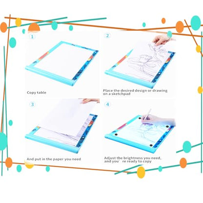 A4 Light Box for Tracing,2 Way Power Suply Drawing Pad Dimmable Brightness