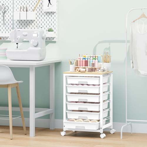 SYKIARIOL Rolling Cart with 6 Drawers,White - color: White, size: 6 Drawers