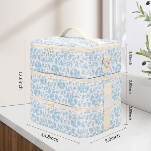Nail Polish Organizer Bag Holds 86+ Bottles (15ml/0.5 fl.oz) &UV Nail Lamp - color: 01-Blue Flower, size: 86 Bottles