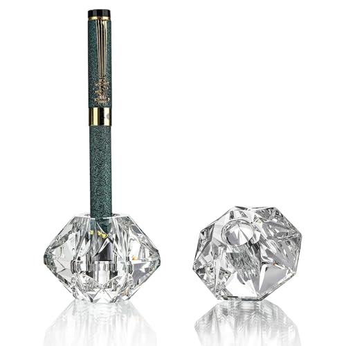 QFkris 2-Packs Crystal Fountain Pen Stand Glass Feather Pen Holder