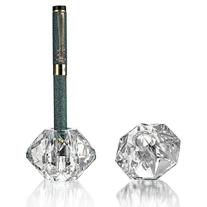 QFkris 2-Packs Crystal Fountain Pen Stand Glass Feather Pen Holder