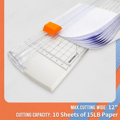 Rayson Paper Cutter Trimmer, A4 Size, 12" Craft Cutter, White - color: White