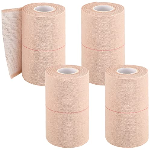 4 Rolls Elastic Tape Adhesive Elastic Tape Self Adhesive Bandage Wrap Flexible Stretch Bandages for Sports Ankle, Knee and Wrist Sprains Animal Pets, 5 Yard (4 Inch in Width) - size: 4 Inch in Width