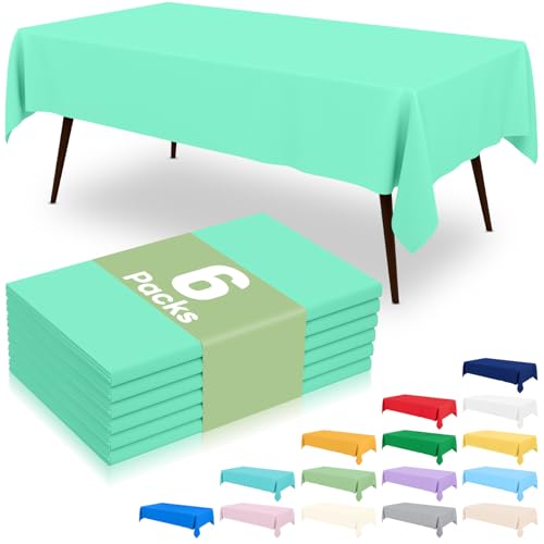 misaya 6 Packs Plastic Table Cloth Mint Green Disposable Tablecloth - color: Mint Green, size: 54" X 108"