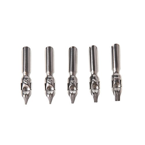 Tebatu Dip Pen Set, Wooden Handler Artist Signature Pen Set Calligraphy Dip Pens with 5 Nibs